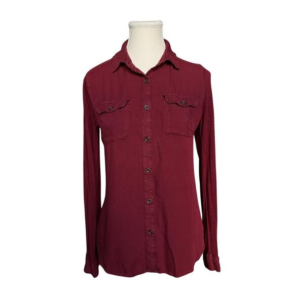 SO Burgundy Long Sleeve Blouse - Picture 1 of 6